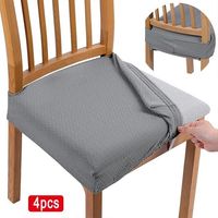 (Gris clair)4 Pcs Housse Assise Chaise,VIPITH Housse de Chaise Extensibles en Jacquard Salle à Manger Amovibles et Lavables (Gris clair)