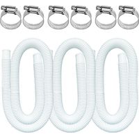Tuyau pour piscine hors sol, 3 groupes de 1,25 x 59 pouces tuyau de pompe à eau de filtre de piscine, compatible avec INTEX pompe à eau de filtre de piscine 607, 637 avec 6 pinces métalliques