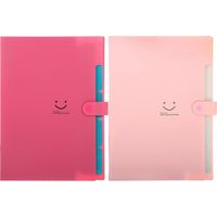 Lot de 2 chemises de rangement colorées, organiseur de documents de bureau, chemise accordéon-32.5X24.7X2CM-Red Pink
