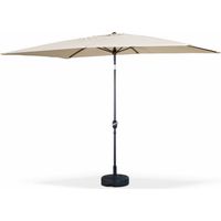 Parasol droit rectangulaire 2x3m - Touquet Sable - mât central en aluminium orientable et manivelle d'ouverture