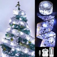 Glänzende Bandlichter, 10 m, 100 LEDs, LED-Weihnachtsbaumband, dekorative Weihnachtsgirlande, Neujahr, Hochzeit, DIY-Spitzenschleife, batteriebetriebene Weihnachtsdekoration