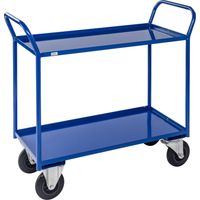 Kongamek Etagenwagen voll verschweisst in blau mit 2 Böden 940x440mm Ladefläche und 24mm Rand ohne Bremse