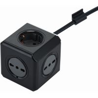 MULTIPRESA CUBO 2 SCHUKO + 3 BIPASSO NERO