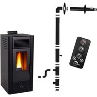 Poêle à granulés étanche Anita 11,6 kW Noir Sannover + Kit d'installation