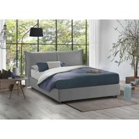 Dmora - Cama matrimonial Dbaji, Cama contenedor con revestimiento de tela, 100% Made in Italy, Apertura frontal, adecuado para colchón Cm 160x200, Gris