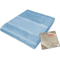 LOT DE 1 SERVIETTE de toilette + 1 SERVIETTE invité TOSCA en éponge et TOILE AÏDA à BRODER AU POINT DE CROIX Bleu
