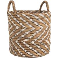 Cesta flexible Elise - 35 x 35 x 35 cm - tamaño L - yute - motivos de cheurones