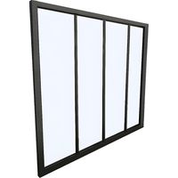 Vetrata stile industriale 120 x 105 cm in alluminio termolaccato nero - BAYVIEW