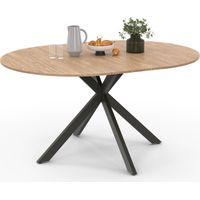 Ausziehbarer runder Esstisch ALIX 4-8 Personen Spinnenbein Holz und Schwarz 110-150 cm