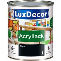 LUXDECOR Acryllack Holzfarbe Metall und Holz Lack Buntlack Glanz (08) Schwarzer Diamant - 0,75L