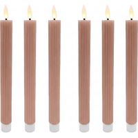 Relaxdays Candele LED a bastone, set da 6, HxD: 25 x 2 cm, fiamma tremolante, vera cera, senza rosa