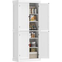 Mobile Cucina Alto con 6 Ripiani Regolabili e 2 Ante , 76x40.5x184 cm, Bianco