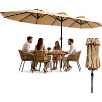 Ombrellone Da Giardino Ovale Xxl 400x200 In Acciaio Al Carbonio E Telone In Poliestere - Altezza 2,75m (Base Non Inclusa)