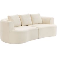 Divano 3 posti modulare 260cm, seduta ampia, imbottitura spessa, 3 cuscini, chenille, crema