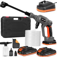 Nettoyeur Haute Pression sans Fil, Nettoyeur Haute Pression avec Buse 6 en 1, 2 x 2000mAh Batteries, Pulvérisateur de Mousse, Adapté pour Voiture, Jardin, Terrasse