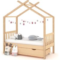 Vidaxl – Cadre de lit enfant 70x140 cm en bois de pin massif – Tiroir de rangement inclus – Design maison d'arbre – Lattes solides pour confort