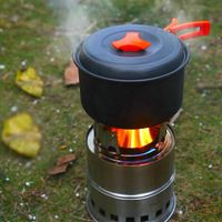 Jeffergarden Réchaud à bois portable pliable et coupe-vent, réchaud à alcool compact en acier inoxydable pour camping en plein air, randonnée, pique-nique, barbecue