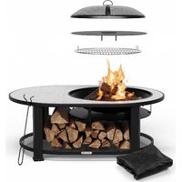 Blumfeldt Merano Circolo 3-en-1 cuenco de fuego con función de parrilla se puede utilizar como una mesa 122 x 87 cm