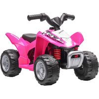 Quad ElĂ©ctrico HONDA para Niños 18-36 Meses VehĂculo ElĂ©ctrico a BaterĂa con Faros LED Bocina 65,5x38,5x43,5cm Fucsia