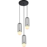 Italux Simon - Lampada a sospensione moderna nera a 3 luci con paralume nero e bianco, G9