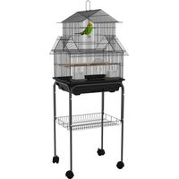 Pawhut – Cage à oiseaux 50,5 x 41 x 121 cm – Structure en métal avec 3 portes – Plateau amovible pour nettoyage facile – Noir