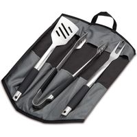 Enders Set Utensili BBQ 3 in 1 - Spatola, Pinze, Forchettone & Custodia includa - Set Premium: 3 Utensili da BBQ in acciaio inossidabile con rispettiva custodia per BBQ 8786