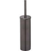 Geesa Nemox Brosse de toilette - sur pied - tête de brosse blanche - métal noir brossé