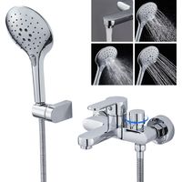 Rovogo – Mitigeur de baignoire mural en laiton chromé – Douchette 3 modes avec inverseur rotatif – Cartouche céramique – Tuyau flexible 150 cm