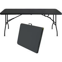 180cm Portable Heavy Duty Folding Table with Handle, Foldable Table, Multi-Functional Fold up Table for Camping Picnic Parties Indoor/Outdoor, Capacity Weight 135KG (Black)