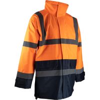 Wasserdichte High Visibility-Jacke - LMA - 2297-Leuchtorange / Marine-XXL