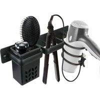 BUNTHAUS PA Sèche-Cheveux Salle De Bain Rangement Porte Accessoires Support Organisateur Ensemble Et Lisseur Accessoire Mural Professionnel en Aluminium pour,D'étagère avec Trous