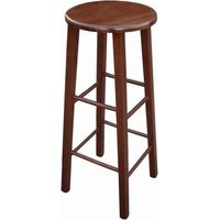 Hocker mit runder Sitzhöhe 80 cm in dunkler Walnussfarbe mit geradem Bein