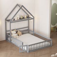 Cama estructura cama infantil con almacenaje gris OKMYHOME