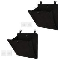 Lot de 2 sacs de rangement de porte pour chaussures, sac de rangement suspendu, multifonctionnel pour chaussures, chapeaux, accessoires, tissu Oxford, noir (26,5 x 27,5 cm)