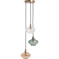 Efectoled – Suspension métal et verre 3 spots Blas – Design vintage années 1920 – Compatible ampoules E14 – Pour salles à manger, bureaux, salons