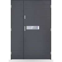 Porte d'entrée double Solène - 130-140-150x208cm - Couleur: Anthracite - Poussant: Gauche - Dimensions: 100x40