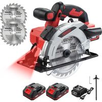 Teeno – Scie circulaire laser sans fil 20V avec 2 batteries 2.0Ah – Profondeur de coupe réglable jusqu'à 54mm – Moteur 4000 RPM – Guidage laser