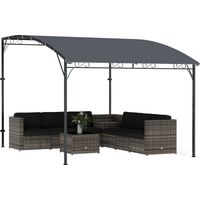 Pergola gazebo avec 16 trous de drainage, métal et polyester, 3,8 x 2,8 m, grise fini anti-rouille pour une durabilité accrue