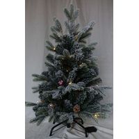 Albero di Natale innevato a led con pigne e palline rosse 90 cm