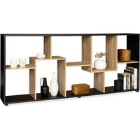 Idmarket – Etagère à double position TANIA bois noir – Longueur 161 cm – Structure en panneaux de particules – Design géométrique moderne