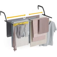 Newlux Tendedero Balcón Negro Aereo V9 Extensible en acero inoxidable (+/- 52,5–92,5 × 35 × 17 cm). Capacidad de 9 m y carga de hasta 7 kg.
