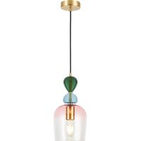 Visconte Vietri Ceiling Pendant 1 Light with Multi Coloured Glass Shades - Brass