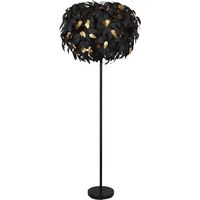 Leavy Lampadaire Base Métal Noir Avec Feuilles Lavables Noir Et Or H. 180Cm