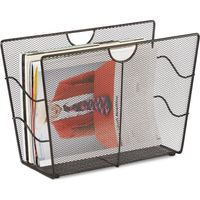 Relaxdays – Porte-revues en métal noir – Trieur maille tressée – Dimensions H27 x L39 x P17 cm – 2 poignées de transport intégrées