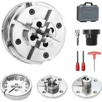 Mophorn 4-Zoll-Drechselfutter mit 1-Zoll x 8TPI-Gewinde & Adapter, 5-teiliges Spannbacken-Set (Stufen/Rund/Stift), vernickelte Oberfläche und Transportkoffer für Holzdrehmaschinen
