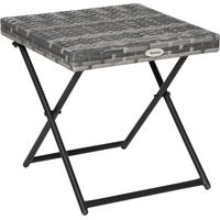 Gartentisch Polyrattan Klappbarer Couchtisch Falttisch Metallgestell Gris 40x40x40cm