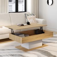 Mesa de centro elevable EDEN de madera y blanco