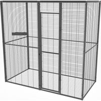 Volière pour perroquets 2m² – Toit maille – Panneaux en acier non toxique – Accès facile avec porte – Ancrage au sol pour résistance intempéries – Imor