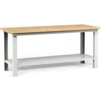 banco da lavoro garage fisso fami "work" in legno di faggio e lamiera grigio chiaro 200x75x88,2 cm