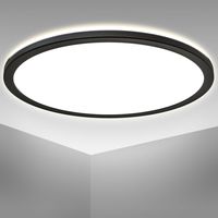 Plafonnier LED ultra-plat Ø42cm rond 22W 3000lm 4000K blanche neutre avec rétroéclairage – Éclairage moderne design pour salon, chambre, cuisine, bureau, couloir